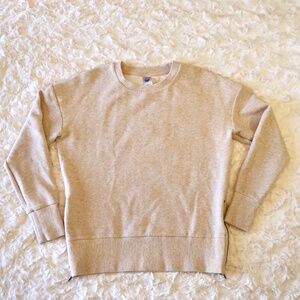 Te Verde Oatmeal Crew Neck Sweatshirt XS Side Zip Neutral Soft Pullover Top